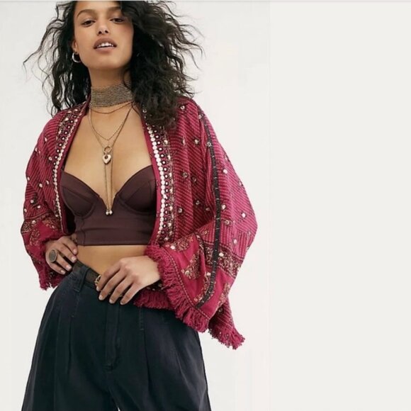 NWT Free People Rays Of Light Embellished Jacket Size Large - Picture 1 of 8